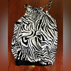 Stylish Zebra Print Tank Top with Chain Straps